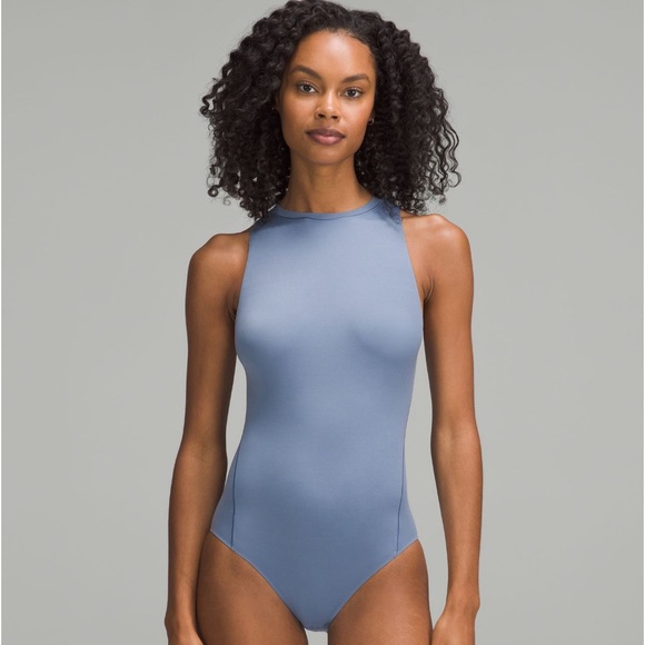 Lululemon Seriously Soft Nulu Mock Neck Bodysuit Blue S ✨BRAND NEW WITH TAGS✨ - Picture 1 of 6